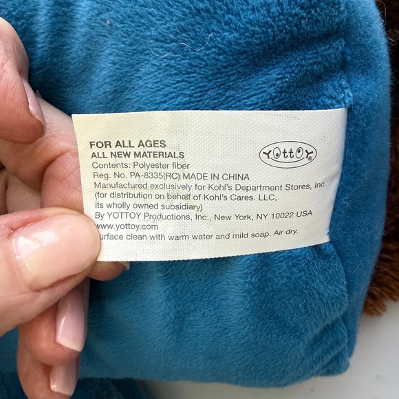 Paddington Bear Plush YOTTOY Kohl's Cares Blue Coat Red Hat Stuffed Toy - Picture 4 of 6